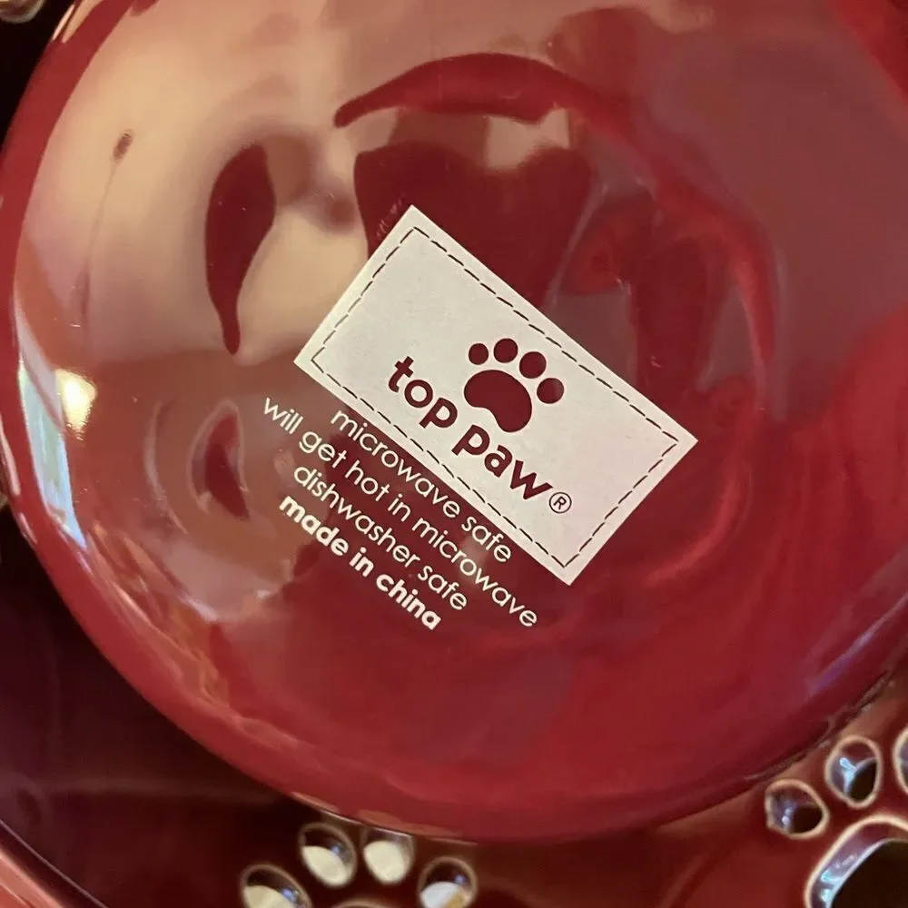 Top Paw Purple Plum Stoneware Dog Bowls
